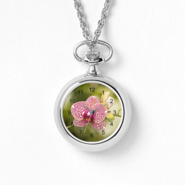 Roze orchidee horloge (Voorkant)