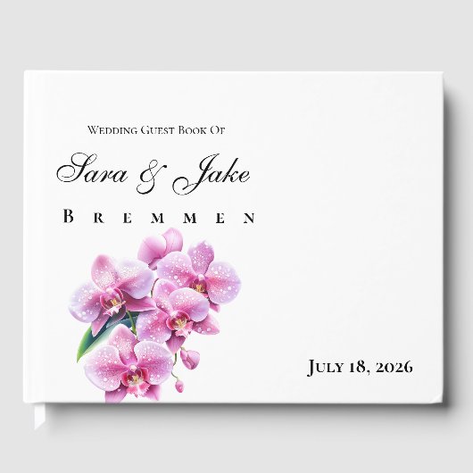 Roze Orchidee Huwelijk Gastenboek (Voorkant)