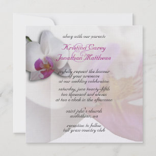 Roze Orchidee Huwelijksuitnodiging 5.25x5.25 Kaart