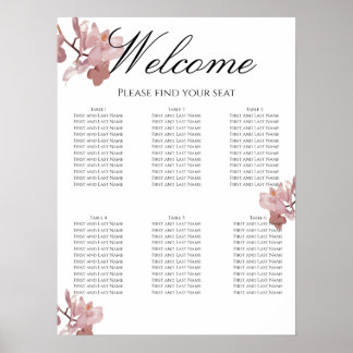Roze Orchidee Huwelijkszitplaatsplan Poster