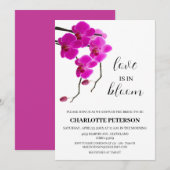 Roze orchidee liefde in het Vrijgezellenfeest Bloo Kaart (Voorkant / Achterkant)