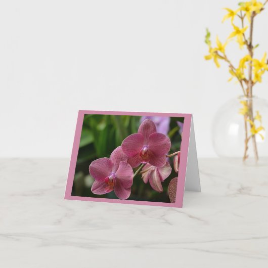 Roze Orchidee Note Kaart (Gele Bloem)