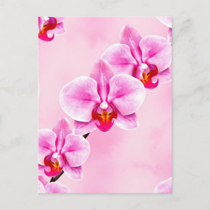 Roze Orchidee Patroon Tropisch Bloemmotief Zachte Briefkaart