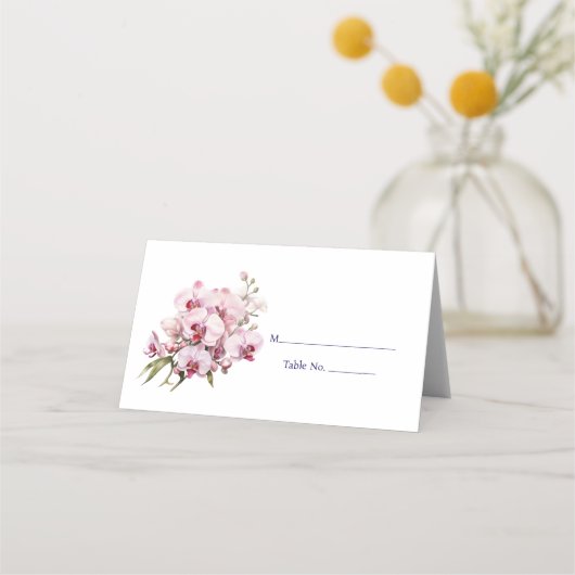 Roze Orchidee Place Card Guest Table Response Kaar (Voorkant)