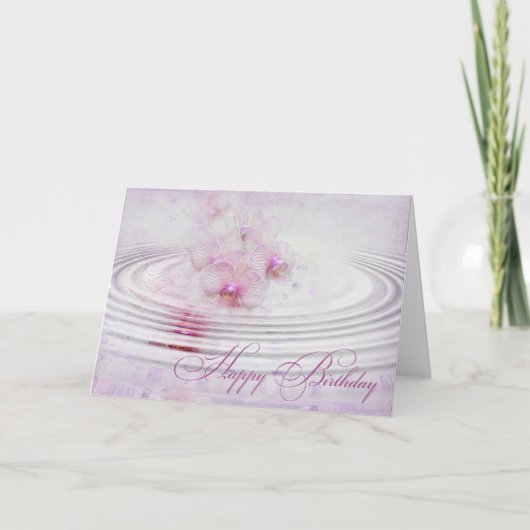 Roze orchidee ripples for verjaardagsdagsdatum kaart (Voorkant)