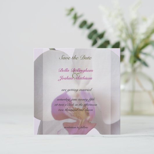 Roze Orchidee Save the Date Uitnodiging (Staand voorkant)