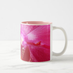 Roze orchidee ventilator tweekleurige koffiemok