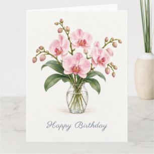Roze Orchidee Verjaardag Kaart