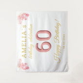 Roze Orchidee Waterverf 60e Verjaardag Achtergrond Wandkleed (Voorkant)