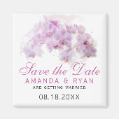 Roze orchidee Waterverf bloem opslaan Datum Magneet (Voorkant)