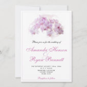 Roze orchidee Waterverf Bloemvezel bruiloft Kaart (Voorkant)