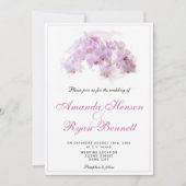 Roze orchidee Waterverf Bloemvezel bruiloft Kaart (Voorkant)