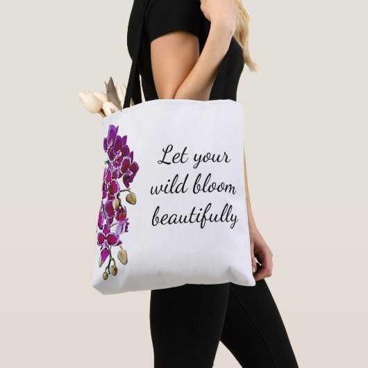 Roze Orchidee Waterverf Canvas tas (Dichtbij)