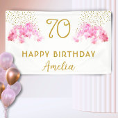 Roze Orchidee Waterverf Gouden Glitter 70ste Verja Spandoek