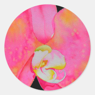 Roze Orchidee waterverf schilderij tropische bloem Ronde Sticker