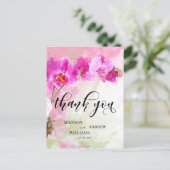 Roze orchidee Waterverf Splash Hartelijk dank Briefkaart (Staand voorkant)