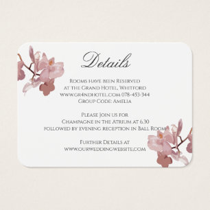 Roze Orchidee Wedding Informatie Kaart