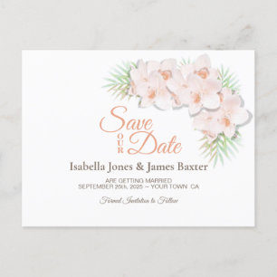 Roze Orchidee Wedding Save the Date Aankondigingskaart