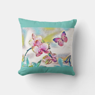 Roze orchideeën bloemen en vlinders kussen