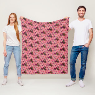 Roze Orchideeën Bloemmotief Kunst Fleece Deken