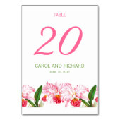  ROZE ORCHIDEEËN BRUILOFT TAFEL NUMMER KAART (Achterkant)