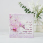 Roze orchideeën en Butterfly Wedding Kaart (Staand voorkant)