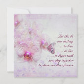 Roze orchideeën en Butterfly Wedding Kaart (Voorkant)