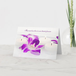Roze orchideeën en kaarskaarsen kaart