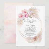 Roze orchideeën en Pampas Grass Engagement Party