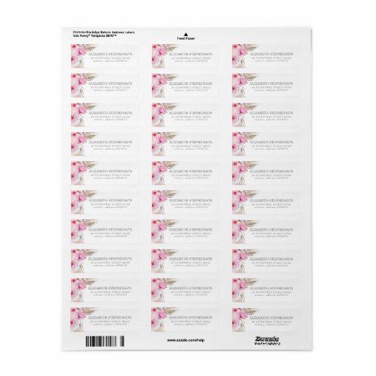Roze orchideeën en Pampas Grass Exotic Tropical Etiket (Full Sheet)