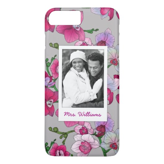 Roze orchideeën in Bloom | Foto en naam toevoegen Case-Mate iPhone Case (Achterkant)