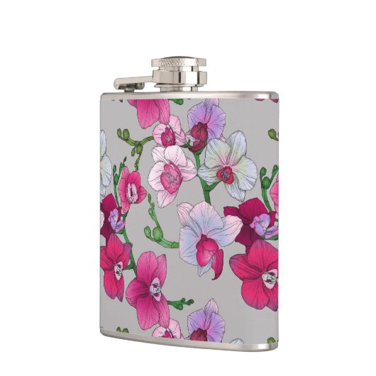 Roze orchideeën in Bloom Heupfles (Links)