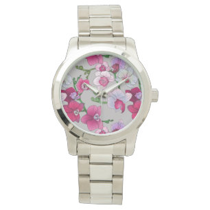 Roze orchideeën in Bloom Horloge
