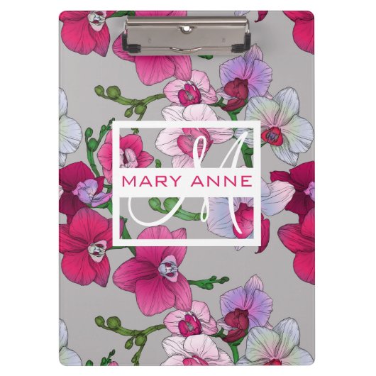 Roze orchideeën in Bloom | Jouw namen toevoegen Klembord (Voorkant)