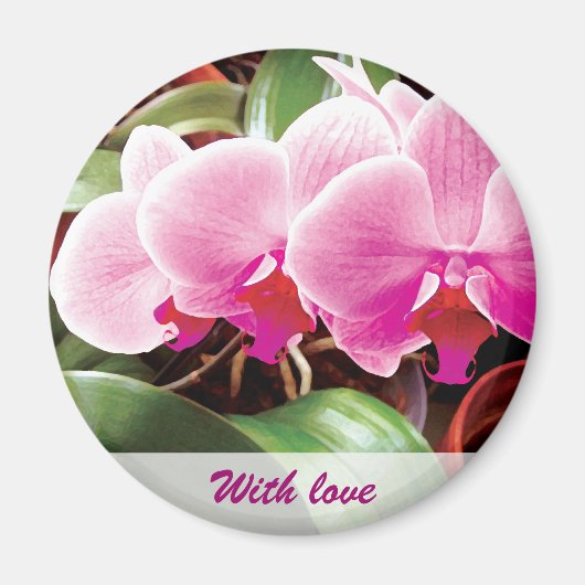 Roze orchideeën Magnet Magneet (Voorkant)