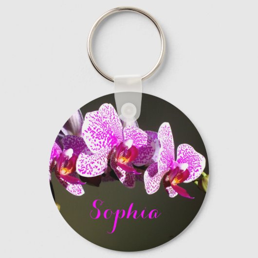 Roze orchideeën-monogram sleutelhanger (Voorkant)