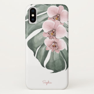 Roze orchideeën op de tropische regenwonden van Mo iPhone X Hoesje