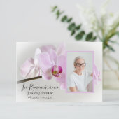 Roze orchideeën op stam begrafenis sympathie dank bedankkaart (Staand voorkant)
