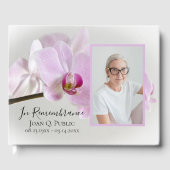 Roze Orchideeën op Stem begrafenismonument Gastenboek (Voorkant)