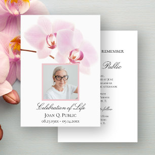 Roze Orchideeën op Witte Viering van het Leven Kaart
