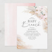 Roze Orchideeën Pampas Grass Brunch Baby shower Kaart (Voorkant / Achterkant)
