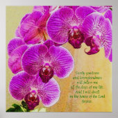 Roze orchideeën psalm 23 aangepaste kunst poster (Voorkant)