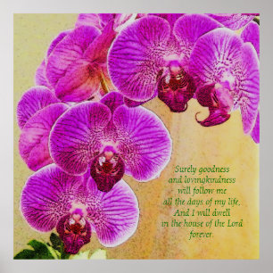 Roze orchideeën psalm 23 aangepaste kunst poster