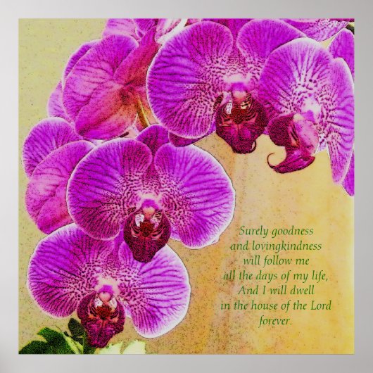 Roze orchideeën psalm 23 aangepaste kunst poster (Voorkant)