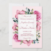 Roze Orchideeën & Rozen bruiloft uitnodigingen (Voorkant)