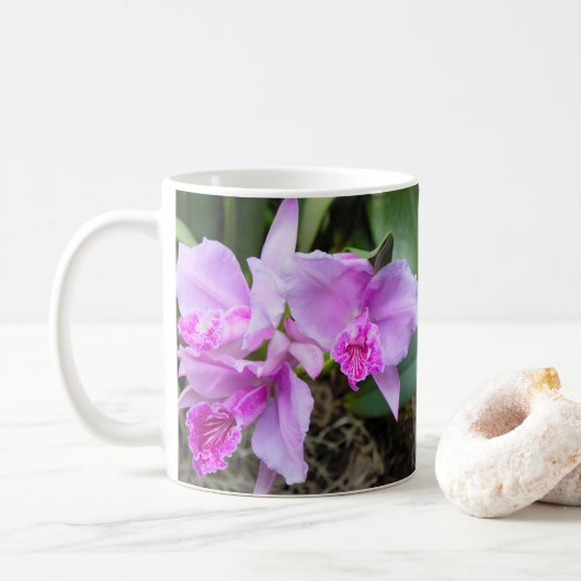 Roze Orchids Bouquet Koffiemok (Met donut)