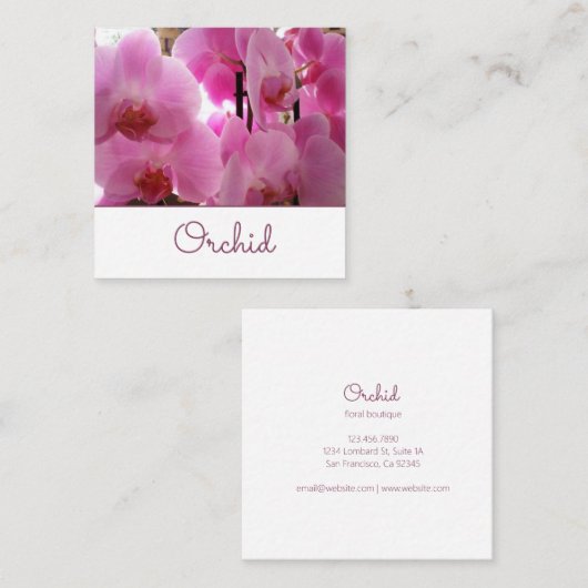 Roze Orchids Flowers Vierkante Visitekaartje (Voorkant / Achterkant)