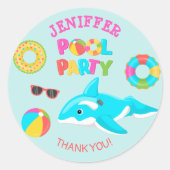 ROZE ORKA OPBLAASBARE POOL PARTY RONDE STICKER (Voorkant)