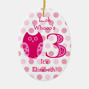 Roze ornament 3rd Birthday Photo Ornament