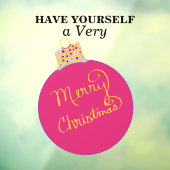 Roze Ornament Bal Prettig Kerstfeest Raamsticker (Vel 3)